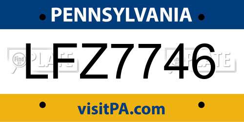 LFZ7746 Pennsylvania License Plate