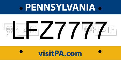 LFZ7777 Pennsylvania License Plate