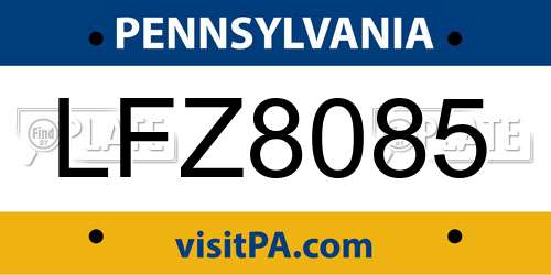 LFZ8085 Pennsylvania License Plate