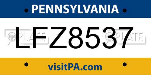 LFZ8537 Pennsylvania License Plate