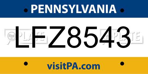 LFZ8543 Pennsylvania License Plate