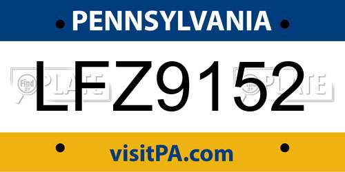 LFZ9152 Pennsylvania License Plate