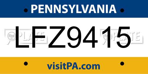 LFZ9415 Pennsylvania License Plate