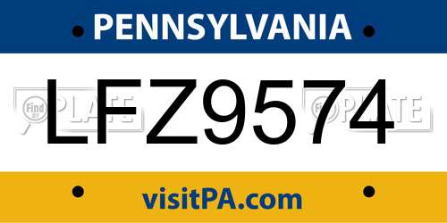 LFZ9574 Pennsylvania License Plate