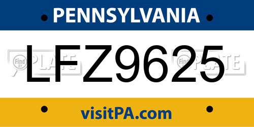 LFZ9625 Pennsylvania License Plate
