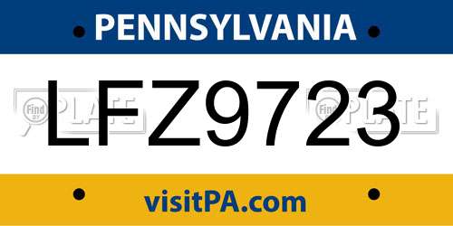 LFZ9723 Pennsylvania License Plate