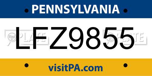 LFZ9855 Pennsylvania License Plate
