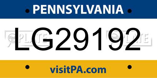 LG29192 Pennsylvania License Plate