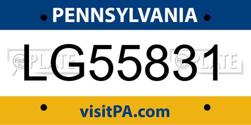 LG55831 Pennsylvania License Plate