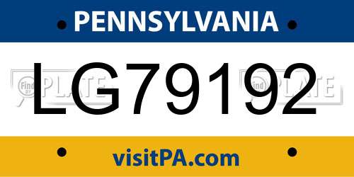 LG79192 Pennsylvania License Plate