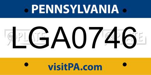 LGA0746 Pennsylvania License Plate