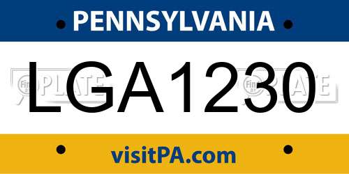 LGA1230 Pennsylvania License Plate