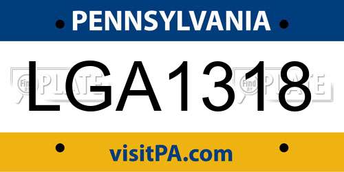 LGA1318 Pennsylvania License Plate