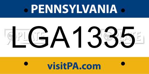 LGA1335 Pennsylvania License Plate