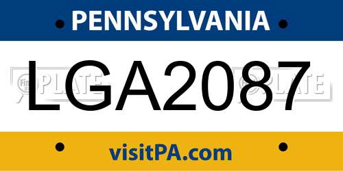 LGA2087 Pennsylvania License Plate