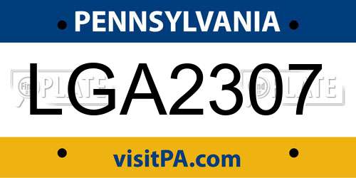 LGA2307 Pennsylvania License Plate