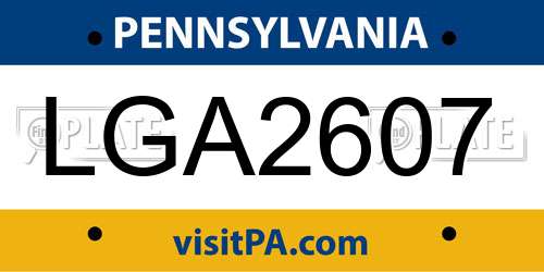 LGA2607 Pennsylvania License Plate