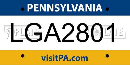 LGA2801 Pennsylvania License Plate