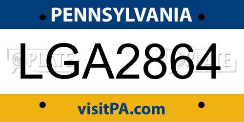 LGA2864 Pennsylvania License Plate