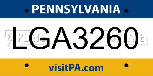LGA3260 Pennsylvania License Plate