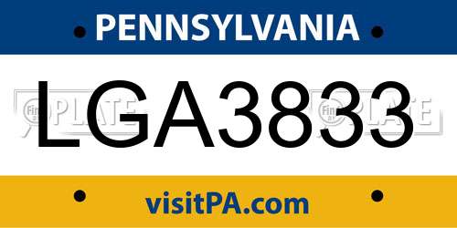 LGA3833 Pennsylvania License Plate