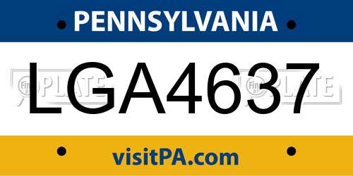 LGA4637 Pennsylvania License Plate