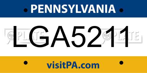 LGA5211 Pennsylvania License Plate