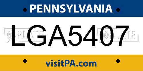 LGA5407 Pennsylvania License Plate
