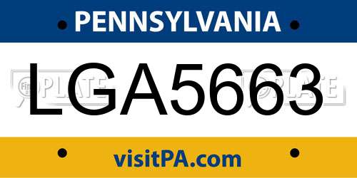 LGA5663 Pennsylvania License Plate