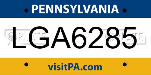 LGA6285 Pennsylvania License Plate