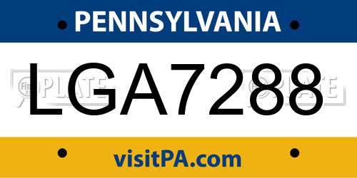 LGA7288 Pennsylvania License Plate