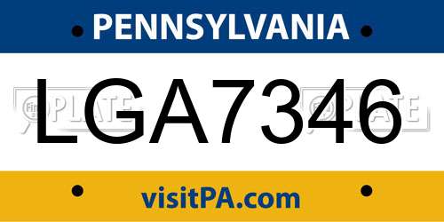 LGA7346 Pennsylvania License Plate