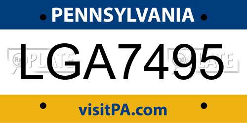 LGA7495 Pennsylvania License Plate