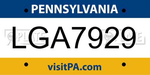 LGA7929 Pennsylvania License Plate