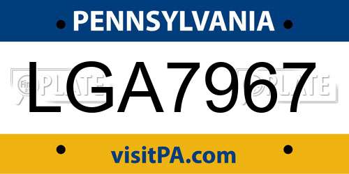 LGA7967 Pennsylvania License Plate