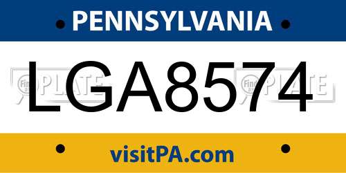 LGA8574 Pennsylvania License Plate