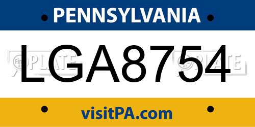 LGA8754 Pennsylvania License Plate