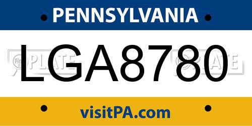 LGA8780 Pennsylvania License Plate