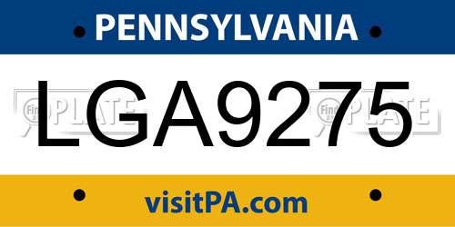 LGA9275 Pennsylvania License Plate