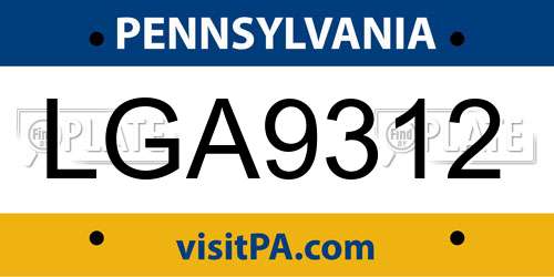LGA9312 Pennsylvania License Plate