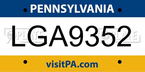 LGA9352 Pennsylvania License Plate