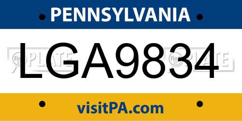 LGA9834 Pennsylvania License Plate