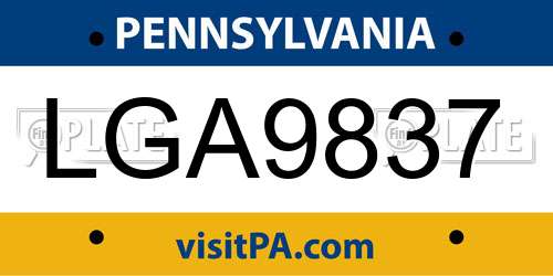 LGA9837 Pennsylvania License Plate