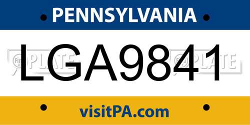 LGA9841 Pennsylvania License Plate