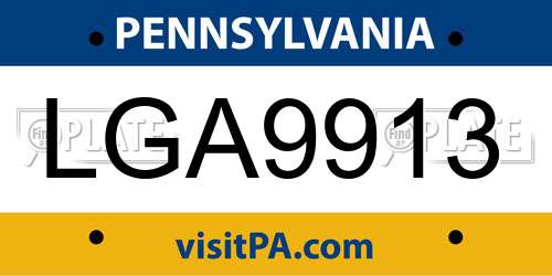 LGA9913 Pennsylvania License Plate