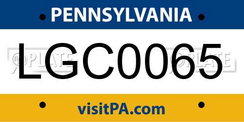 LGC0065 Pennsylvania License Plate