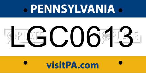 LGC0613 Pennsylvania License Plate
