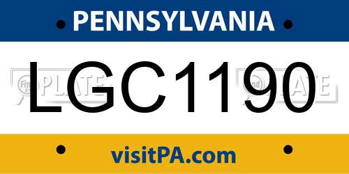 LGC1190 Pennsylvania License Plate