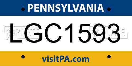 LGC1593 Pennsylvania License Plate