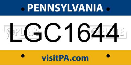 LGC1644 Pennsylvania License Plate